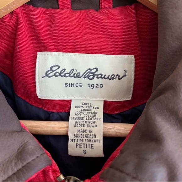 Eddie Bauer Goose Down Leather Collar Coat Small Petite - Picture 3 of 10